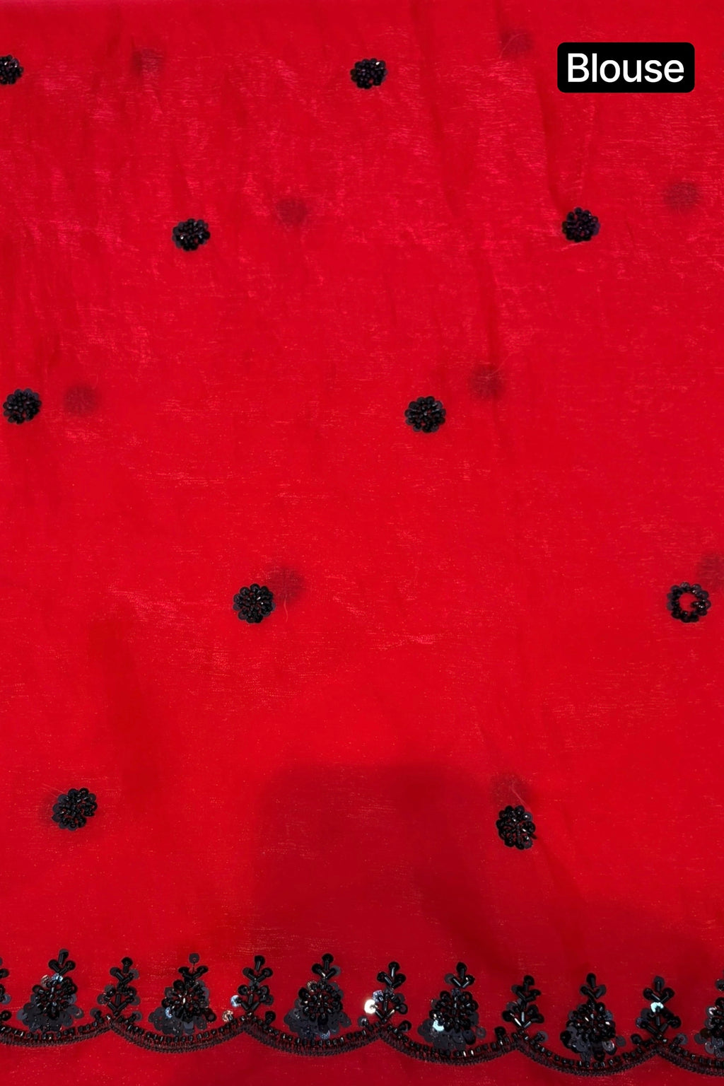 Soft fendy sheen embellished saree - Red