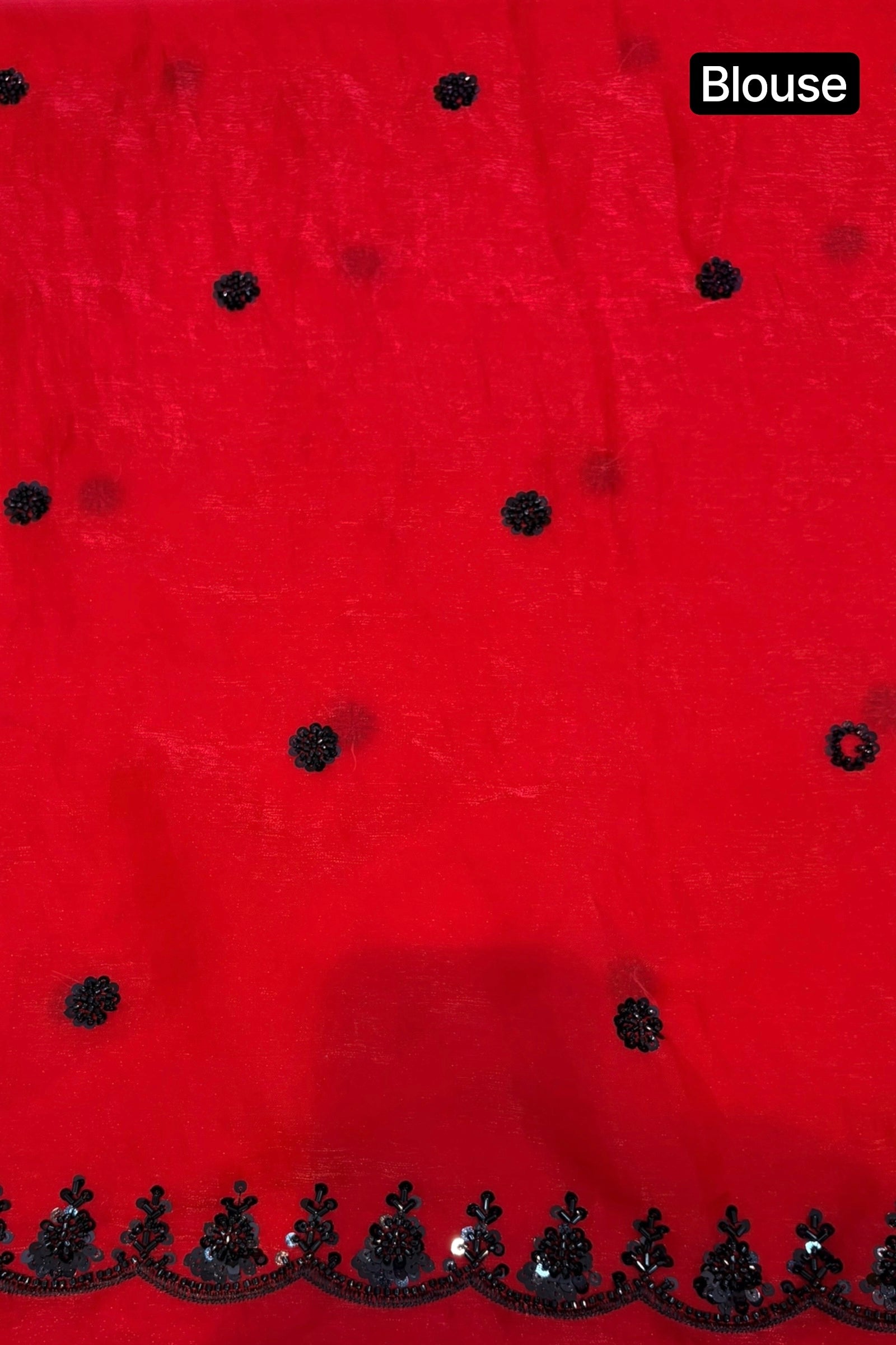 Soft fendy sheen embellished saree - Red