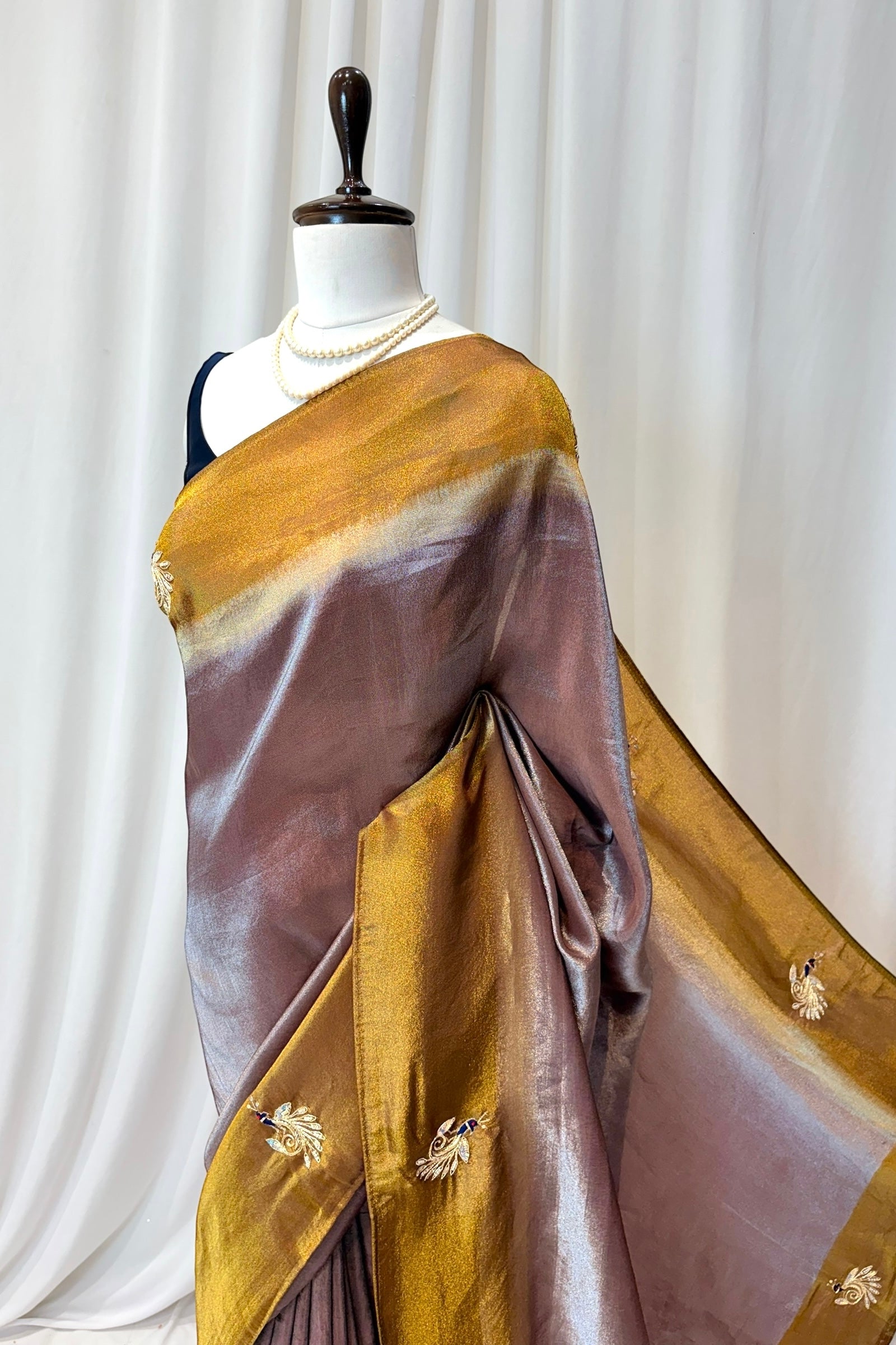 Soft tissue embellished saree - Grey