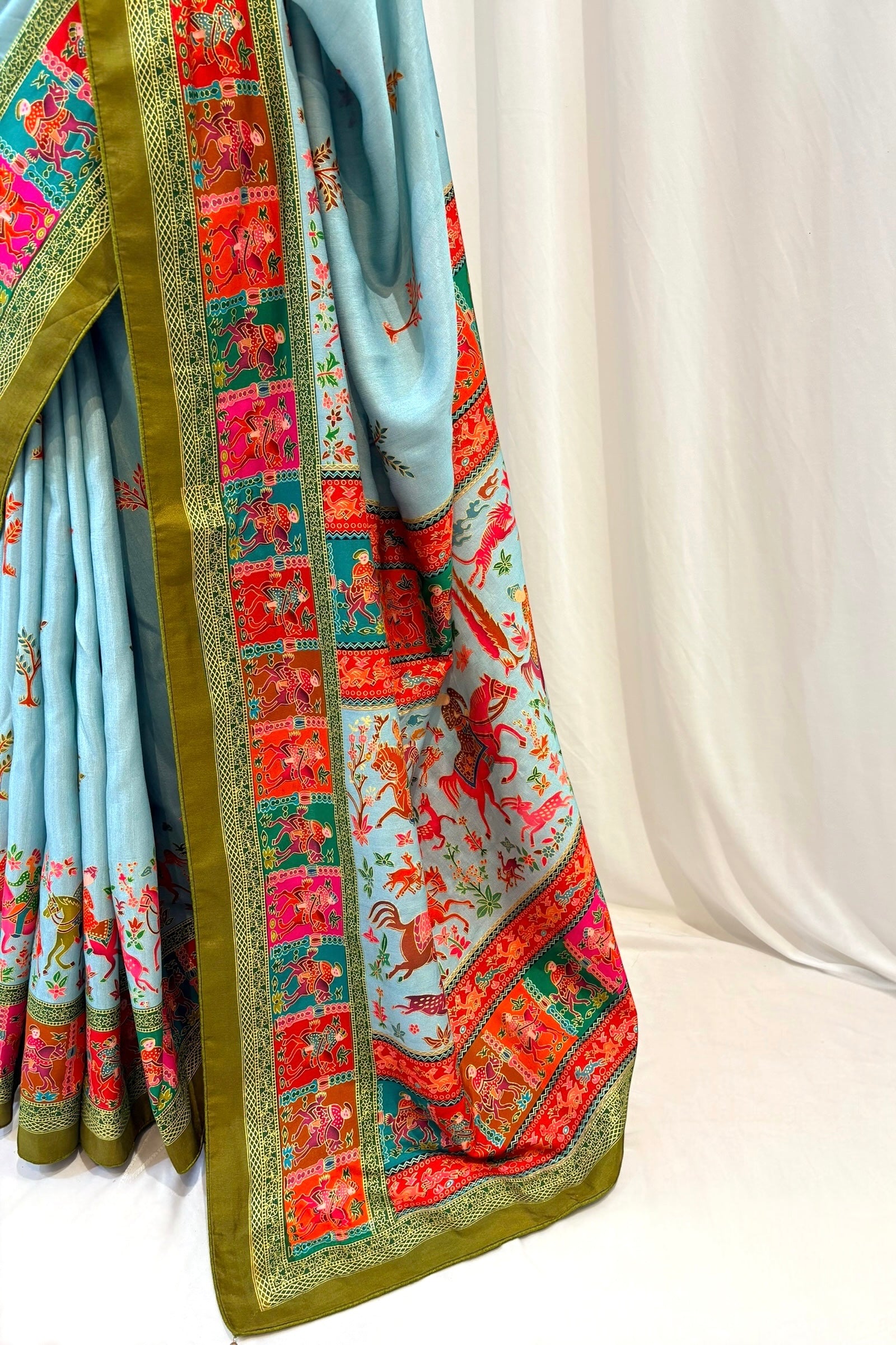 Soft cotton silk saree - Sky blue