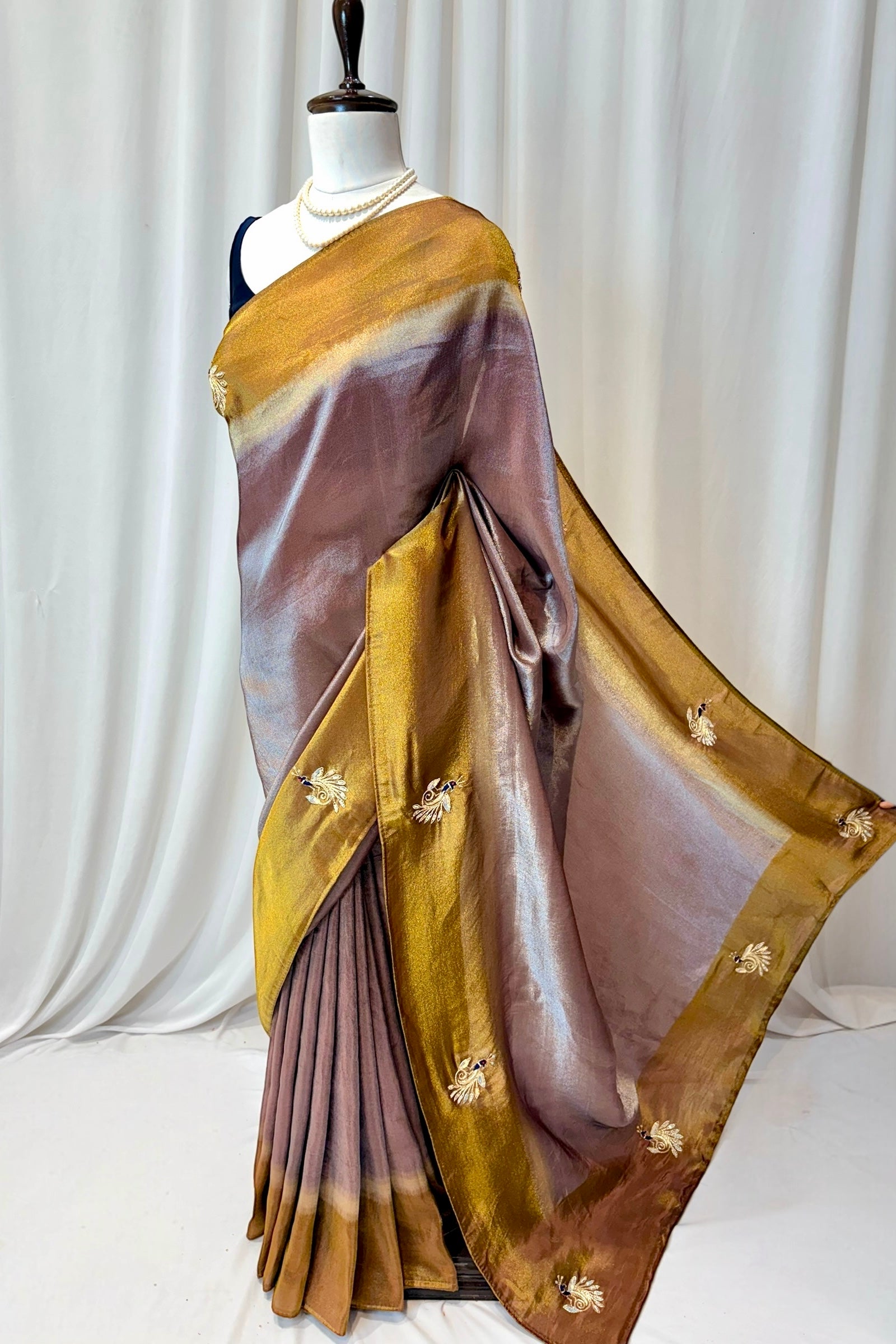 Soft tissue embellished saree - Grey