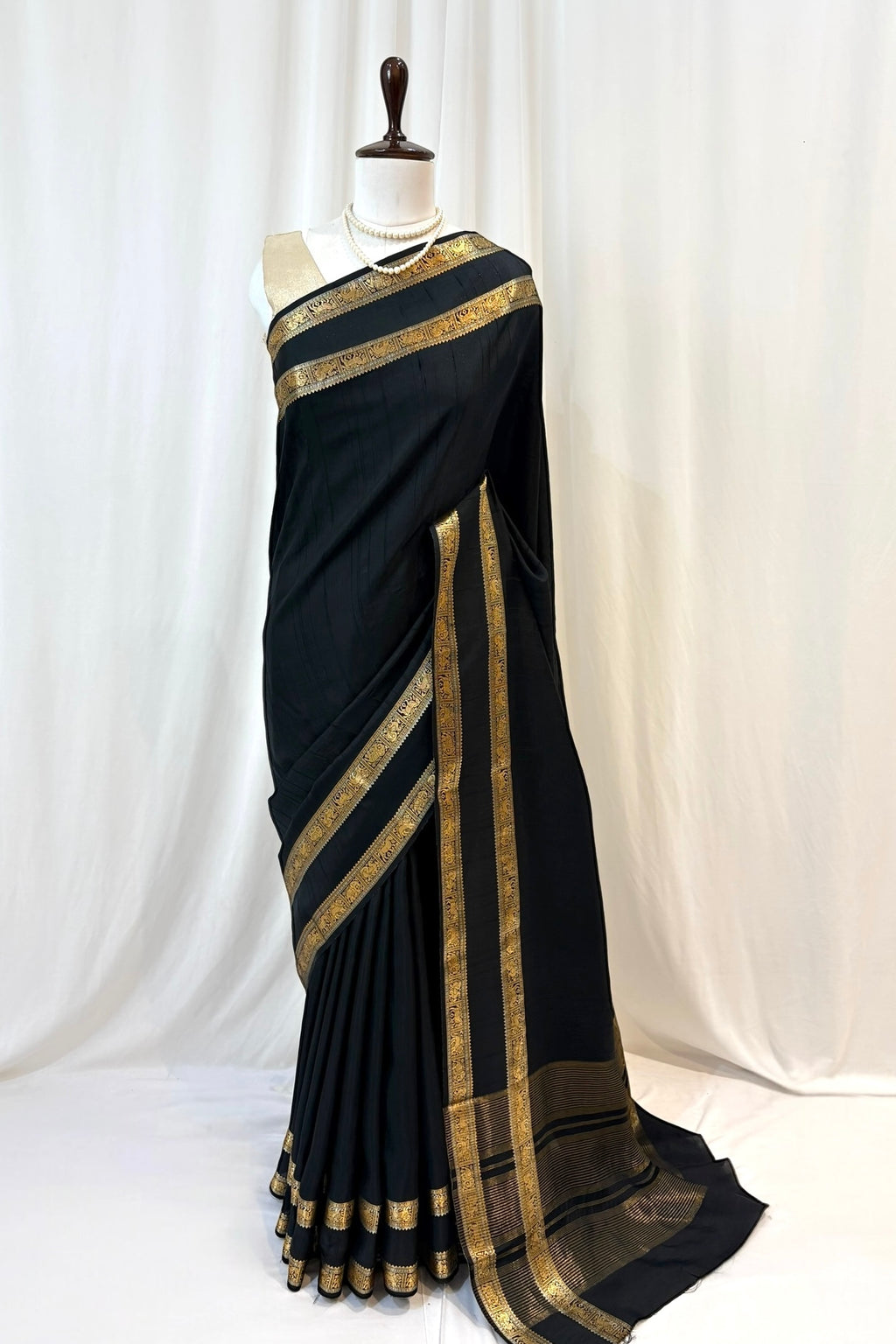 Black zari soft silk saree