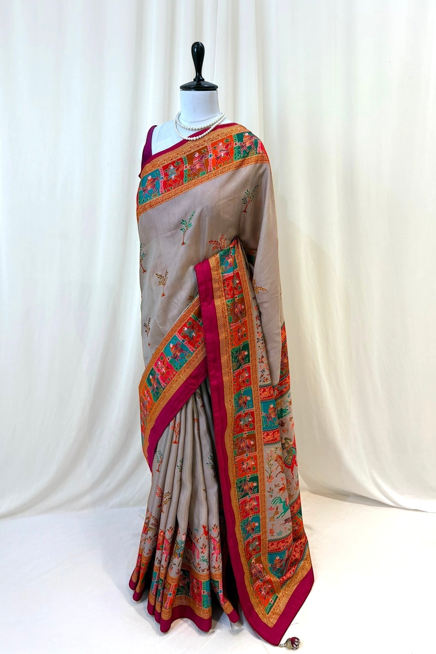 Soft cotton silk saree - Grey