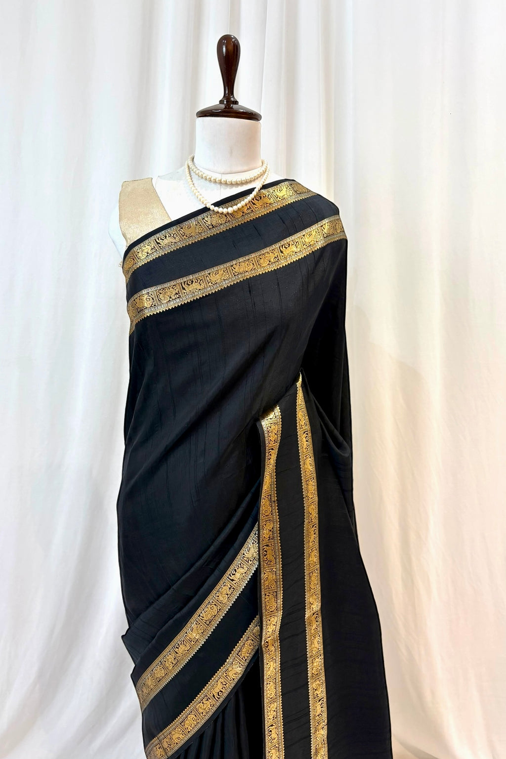Black zari soft silk saree