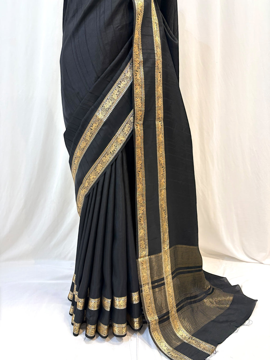 Black zari soft silk saree