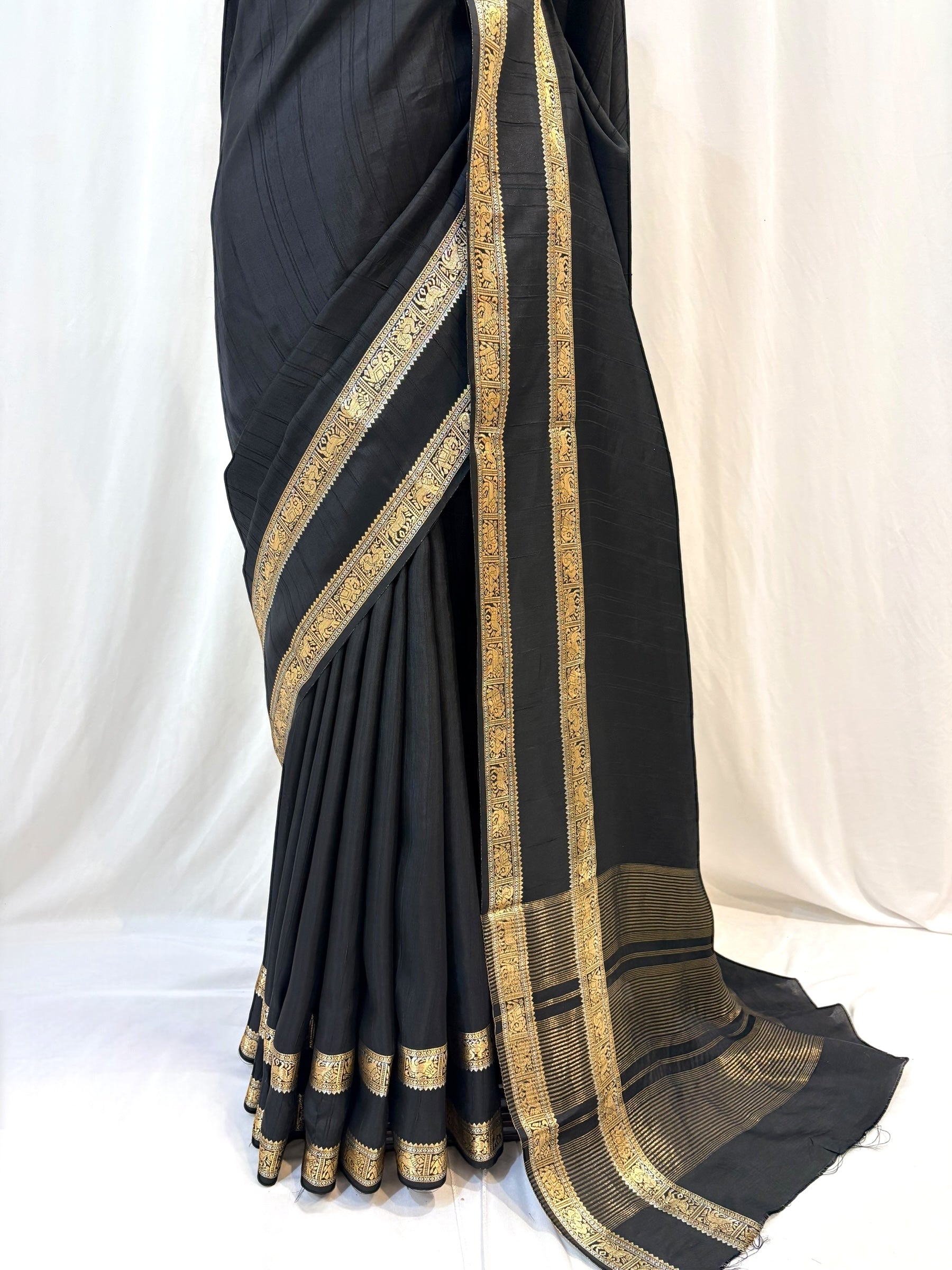 Black zari soft silk saree