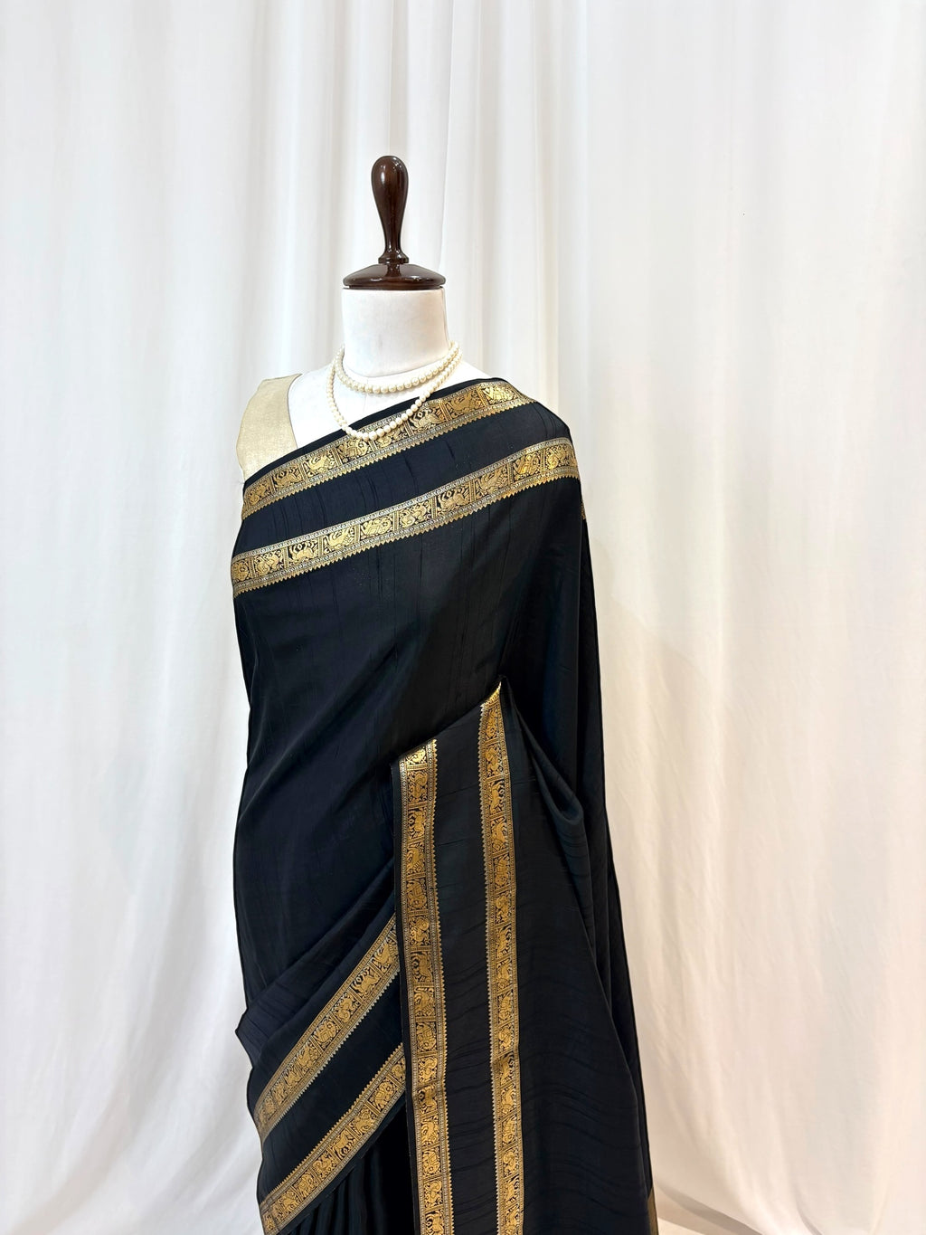Black zari soft silk saree
