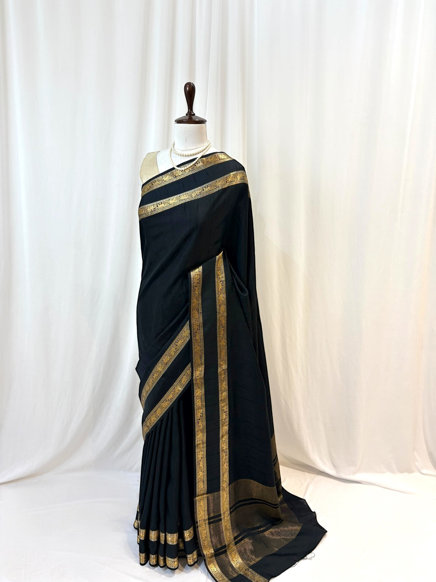 Black zari soft silk saree