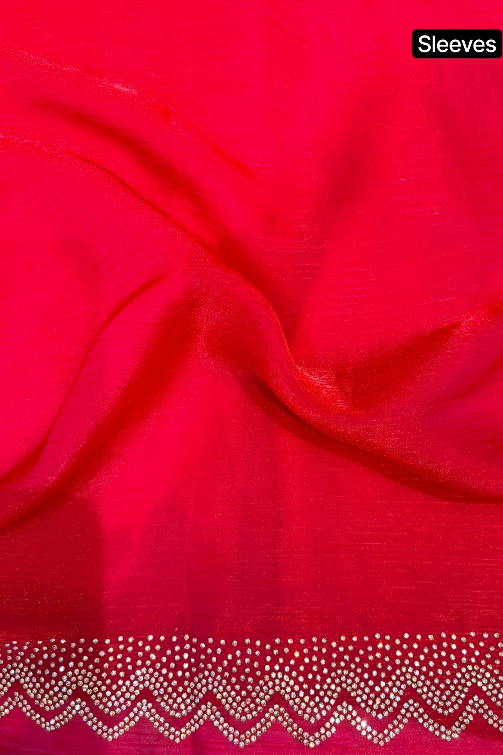 Shimmer chiffon swarovski saree - Crimson