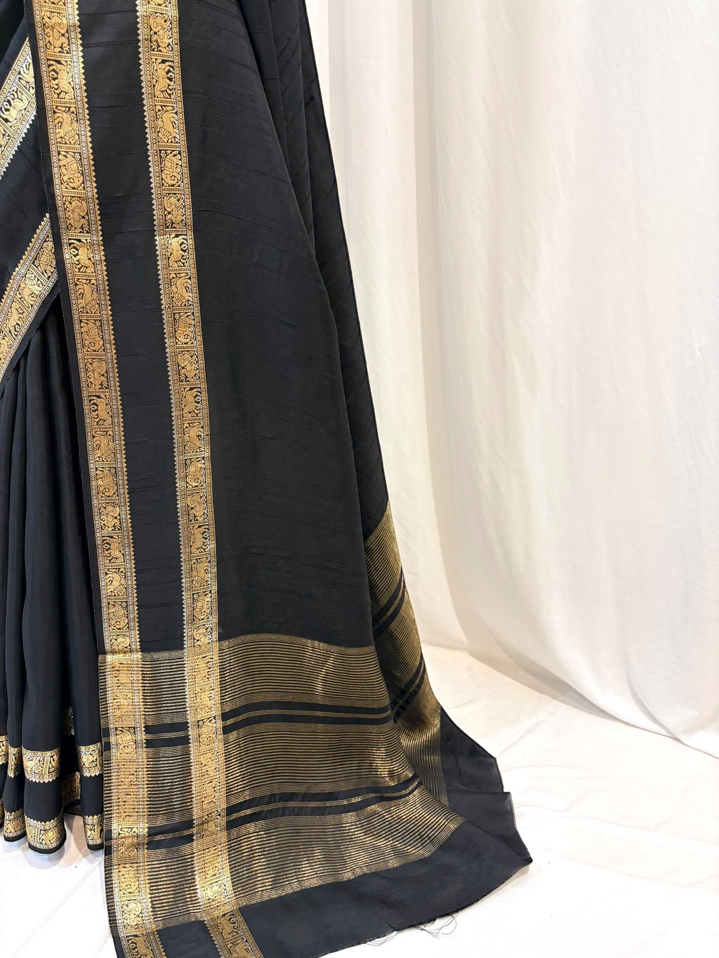 Black zari soft silk saree