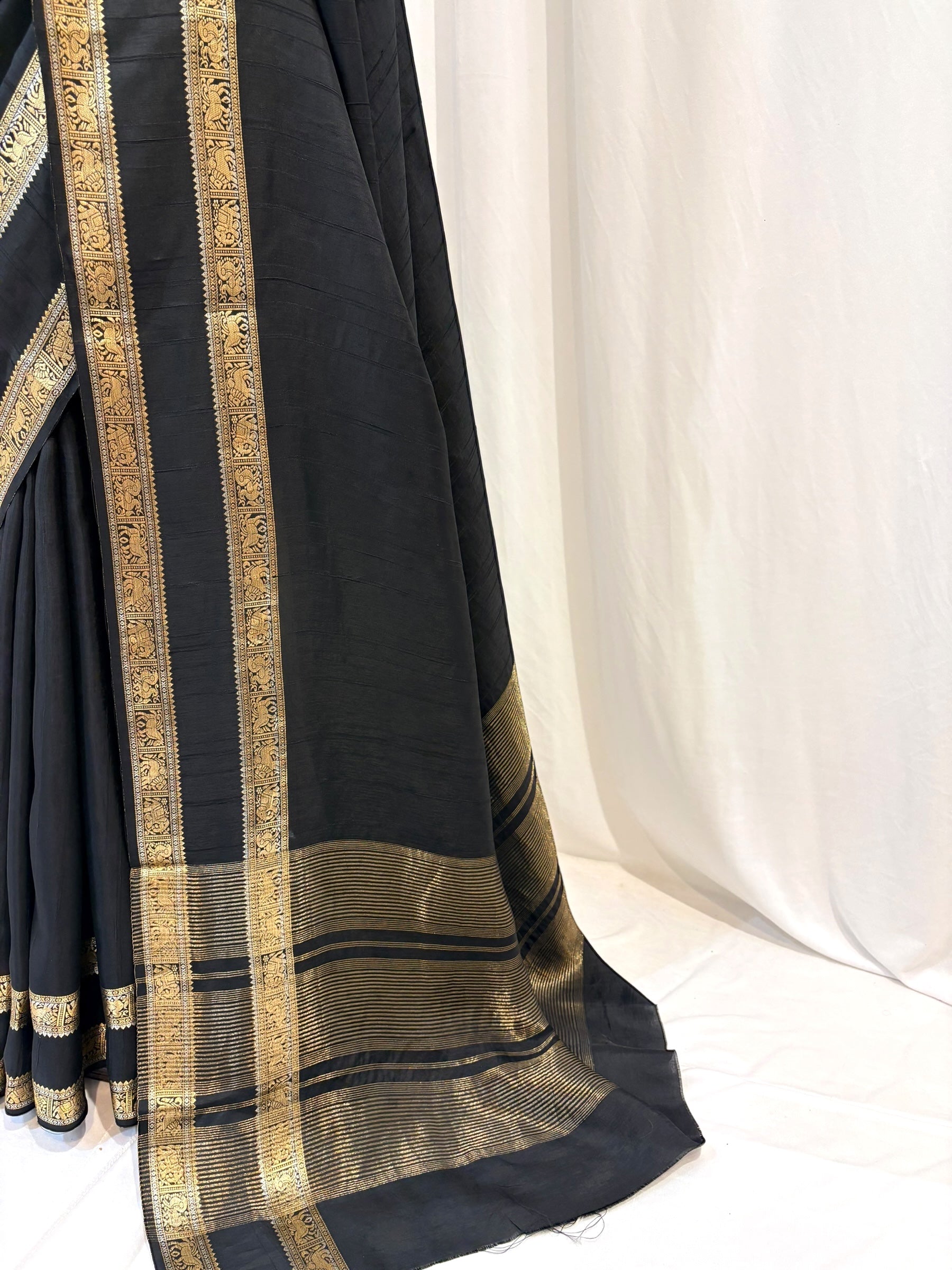 Black zari soft silk saree