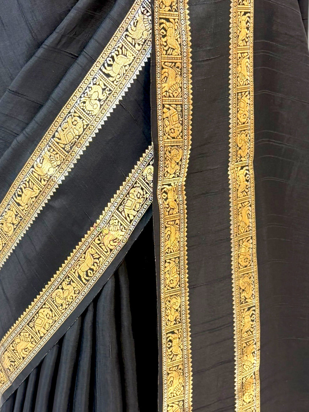 Black zari soft silk saree