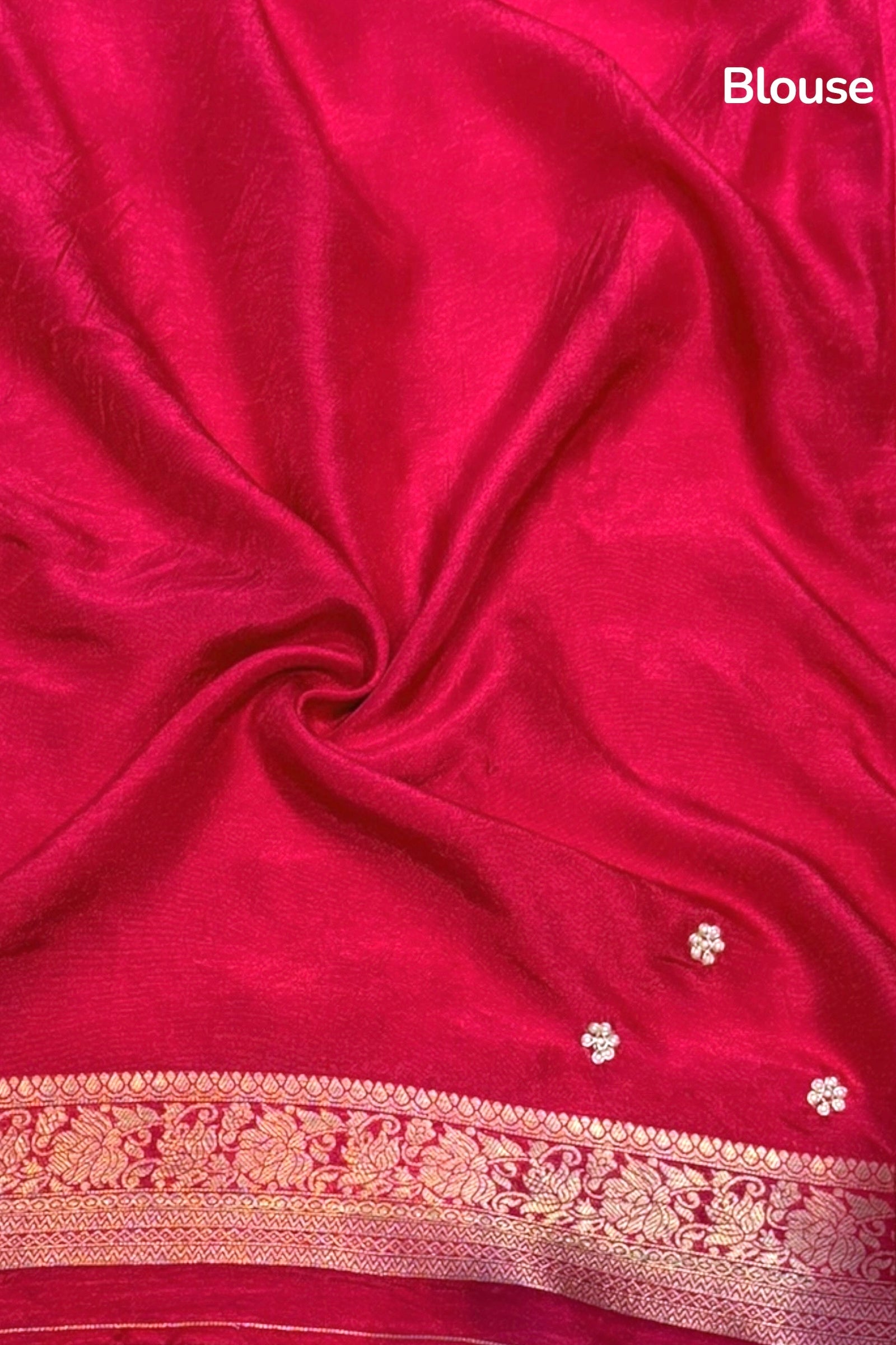 Orange-pink shaded pure dola silk saree