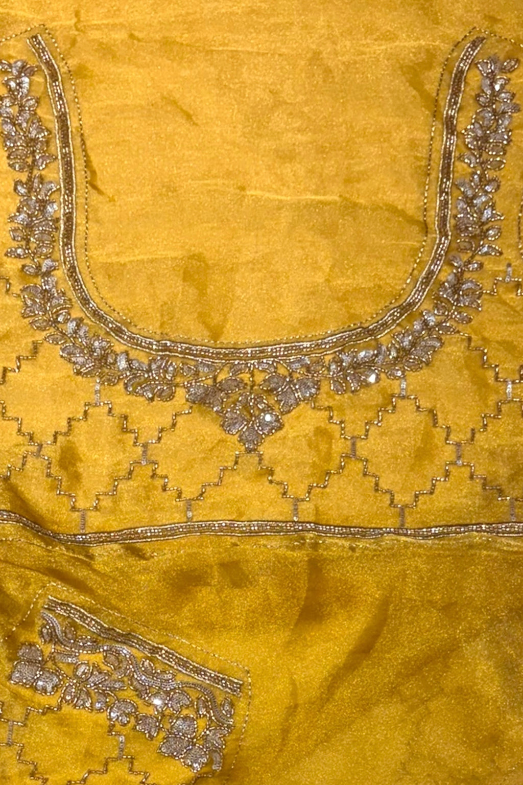 Yellow soft organza embellished saree
