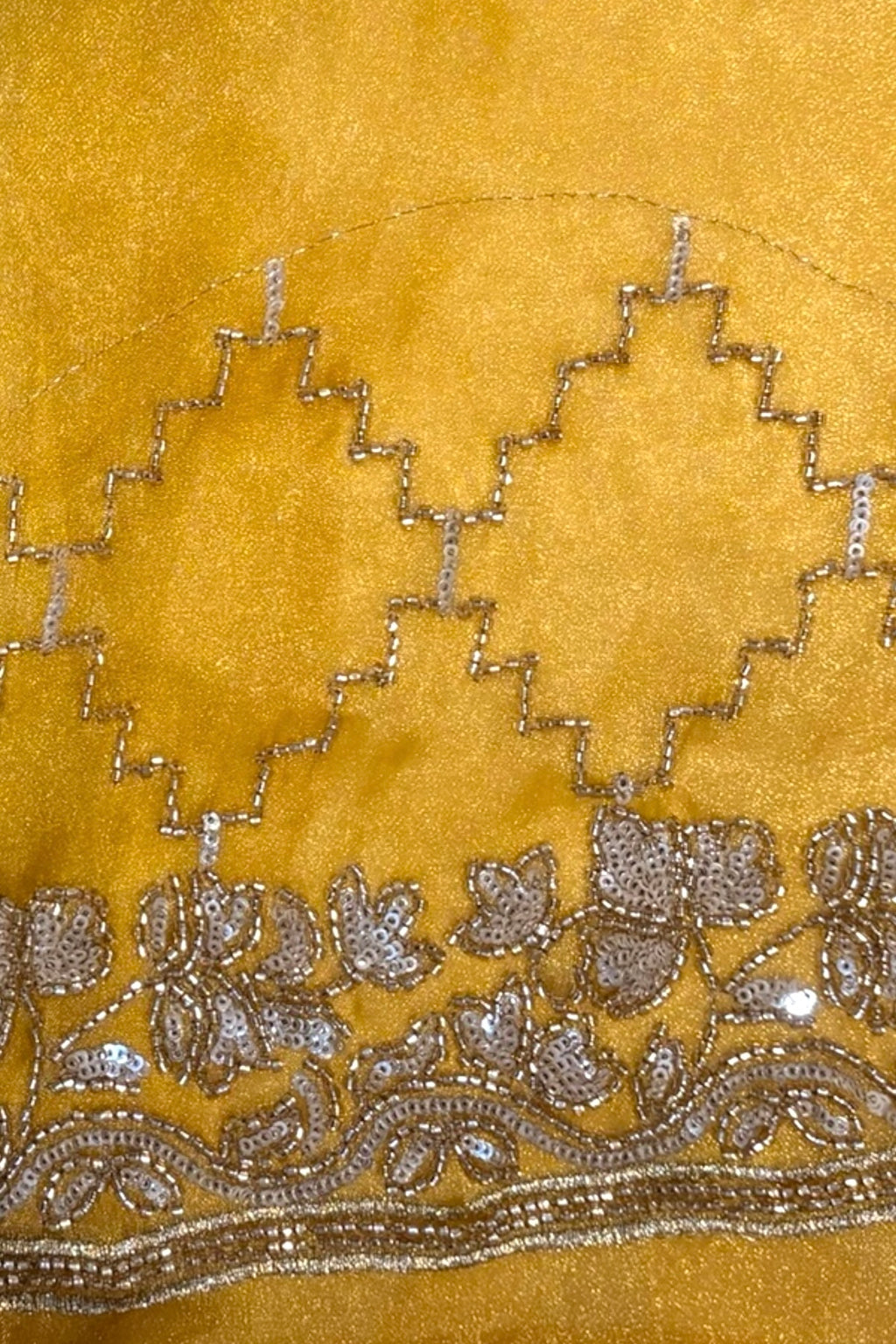 Yellow soft organza embellished saree