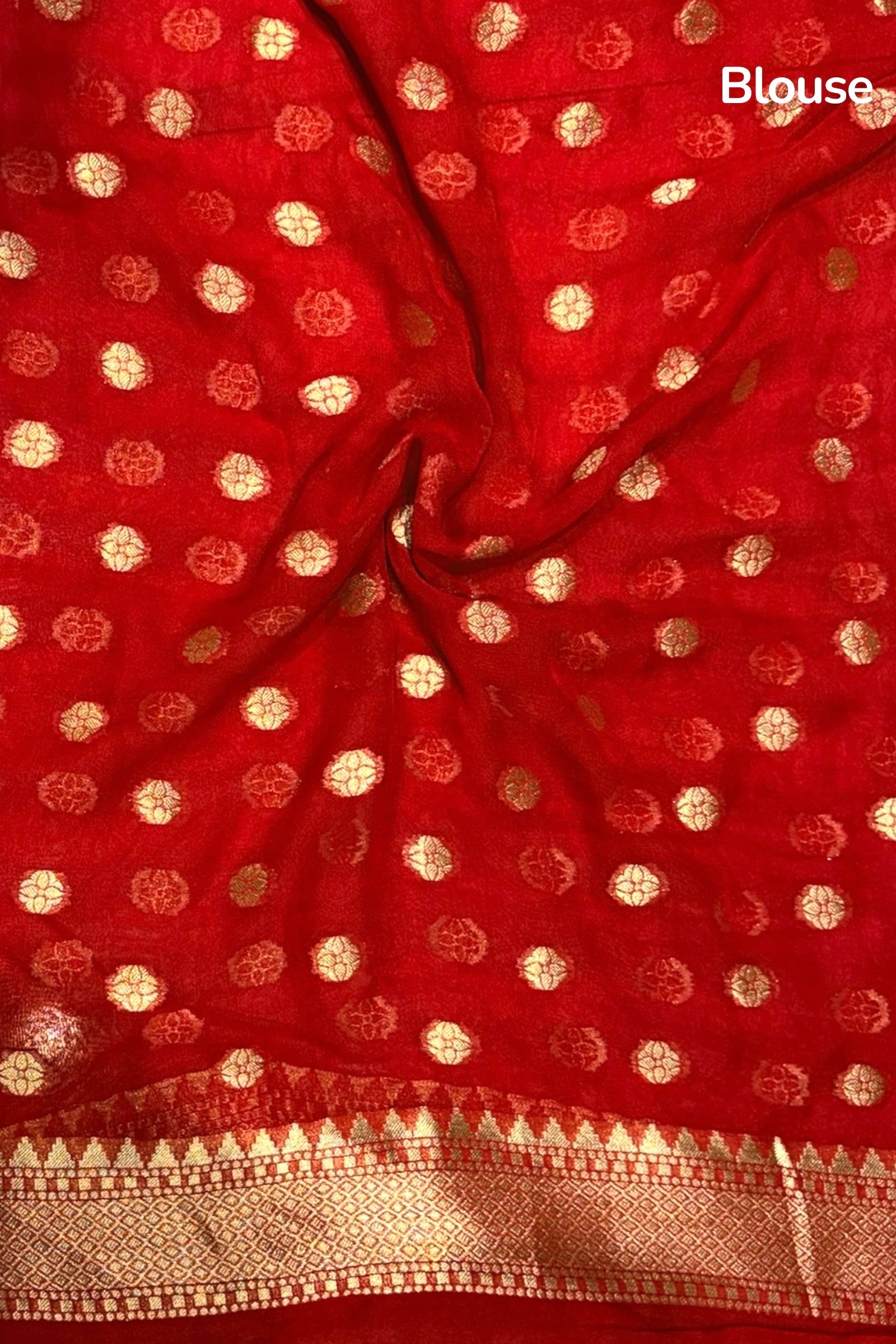 Red georgette zari bandhej saree