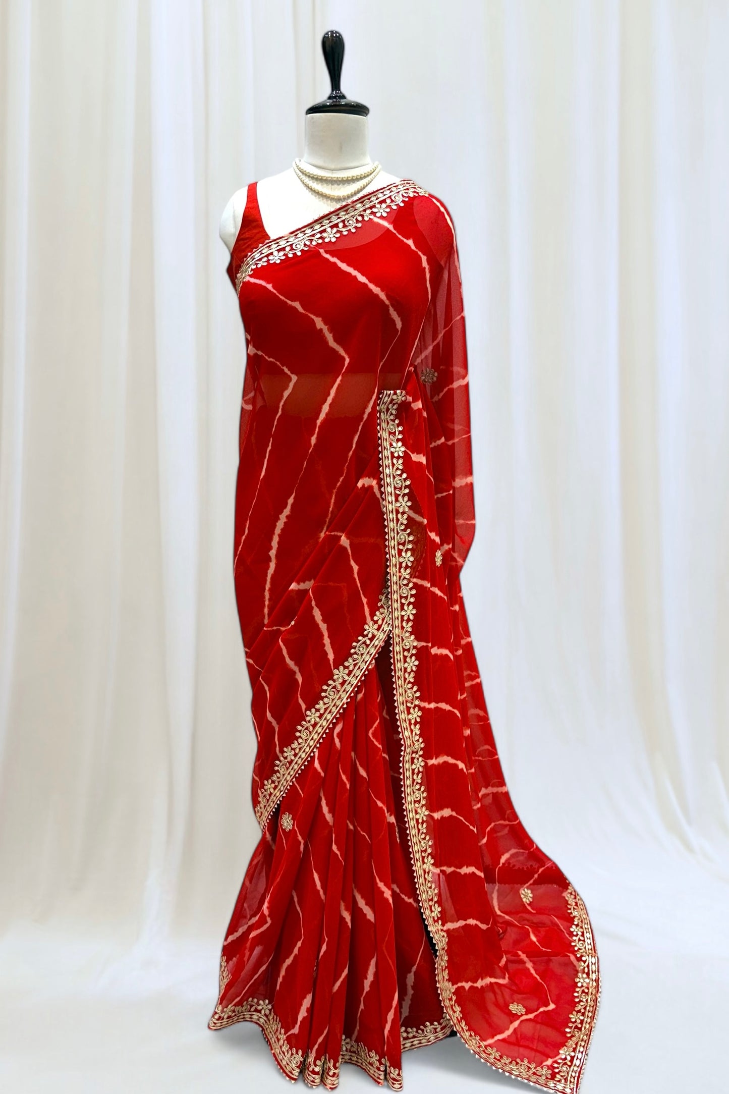 Georgette leheriya saree- Red