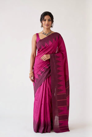 Soft silk printed saree - Pink