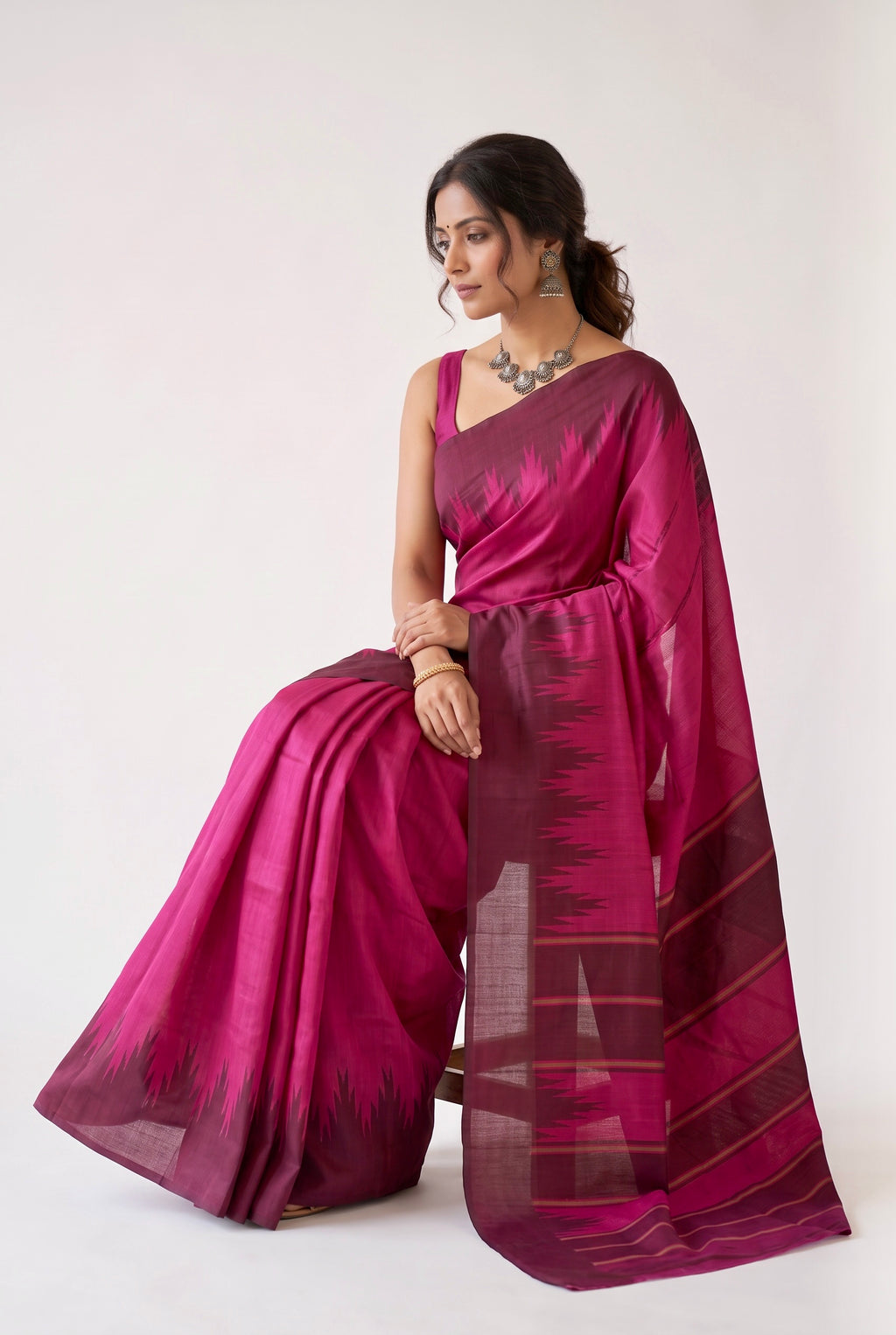 Soft silk printed saree - Pink