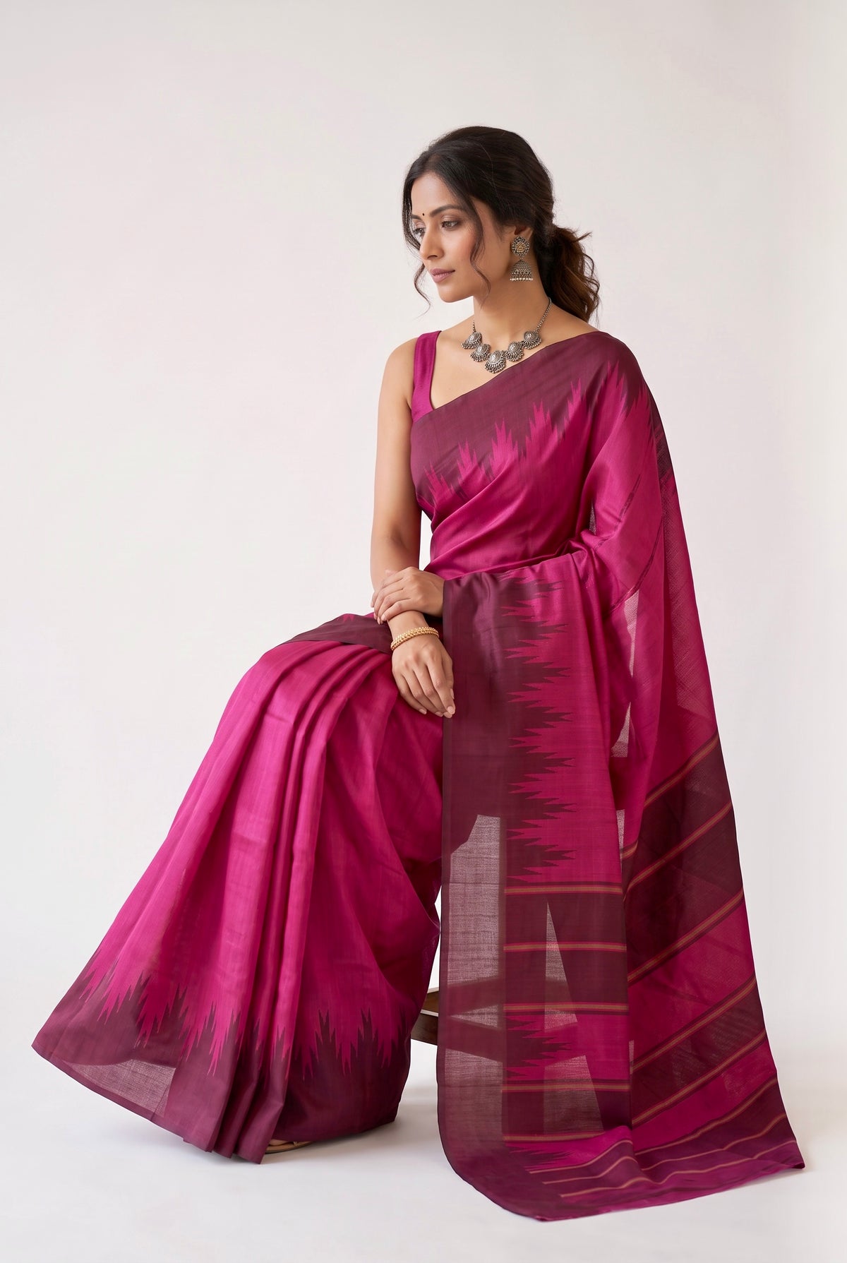 Soft silk printed saree - Pink