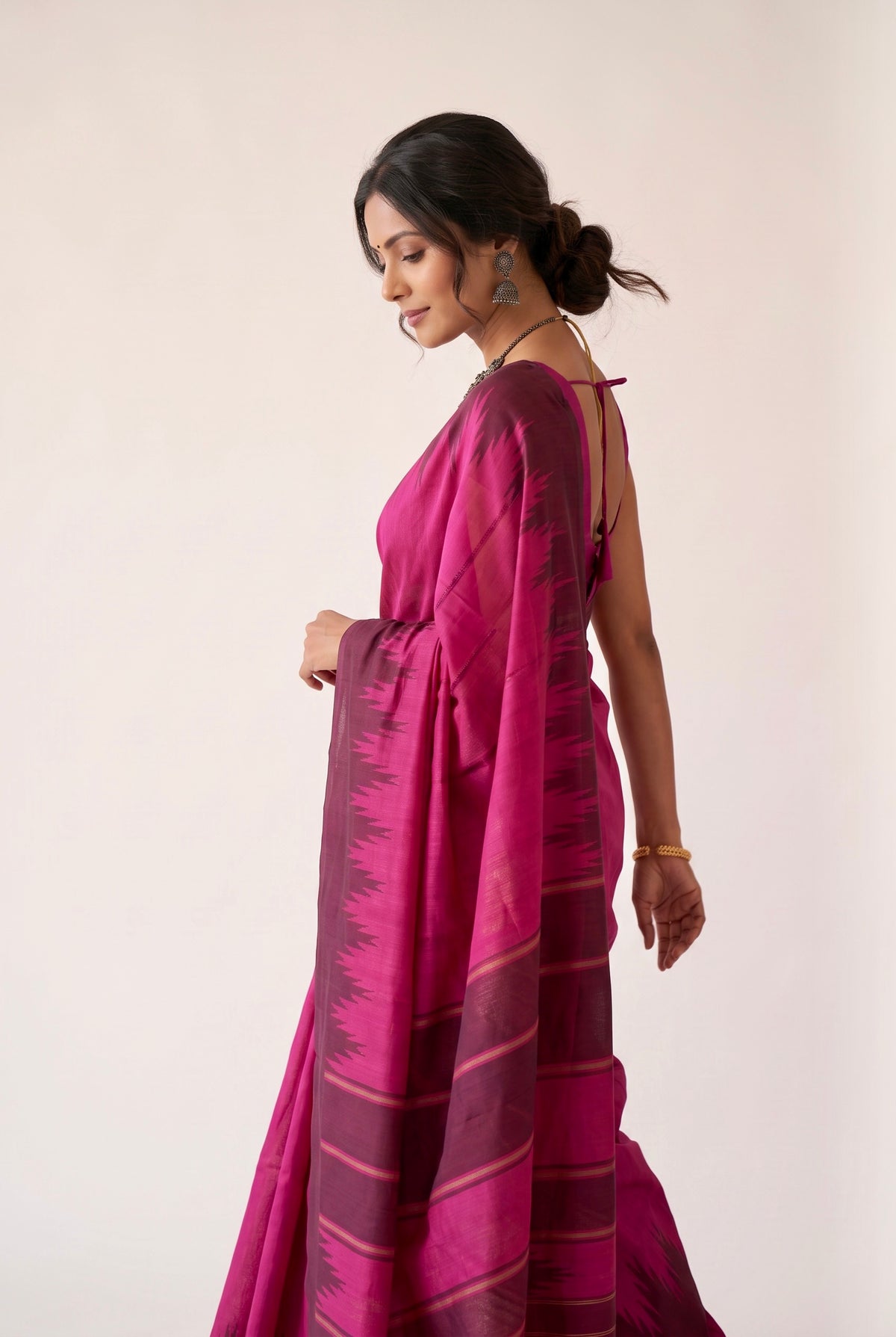 Soft silk printed saree - Pink