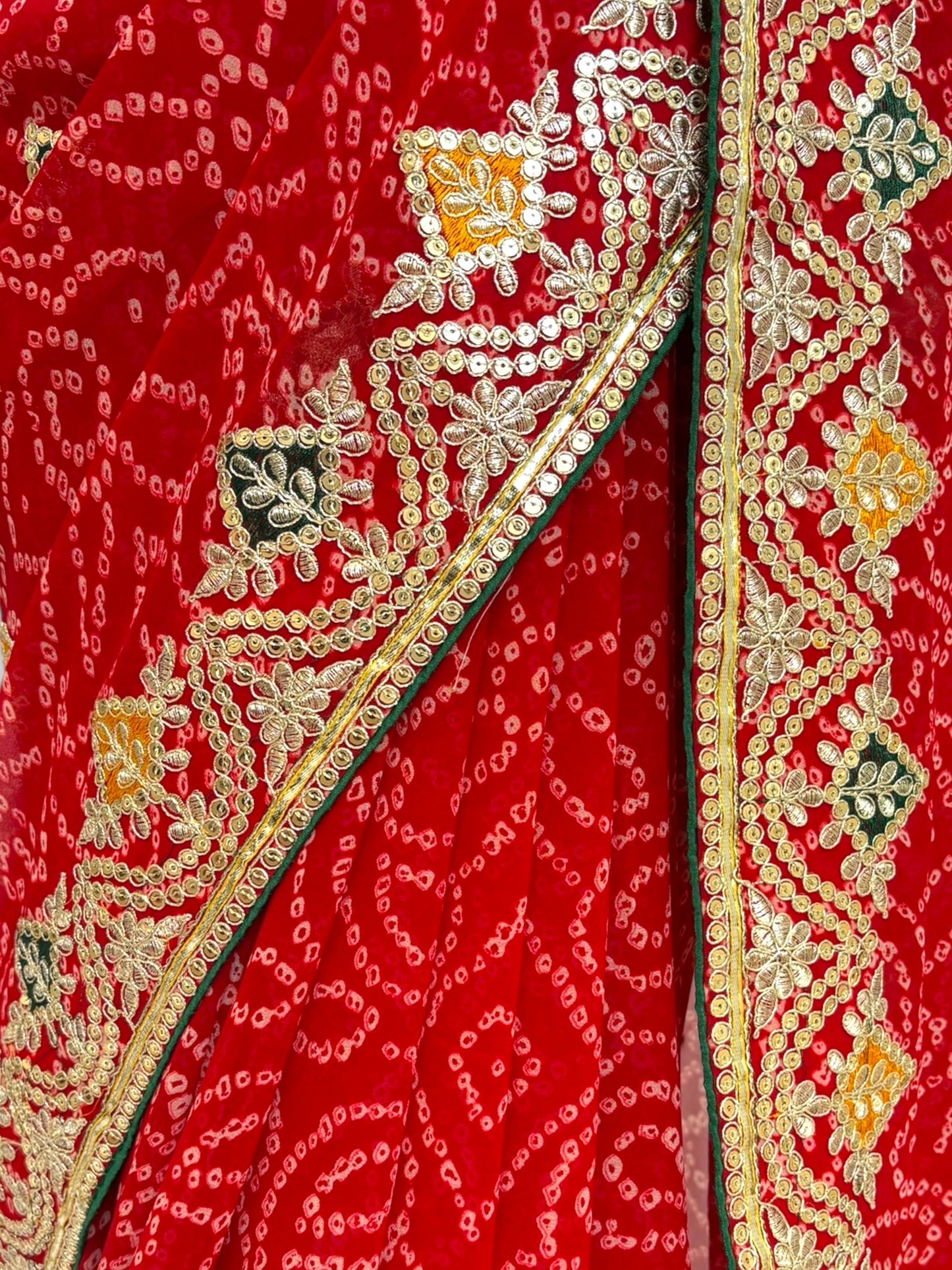 Georgette Bandhani Saree Statement - Red