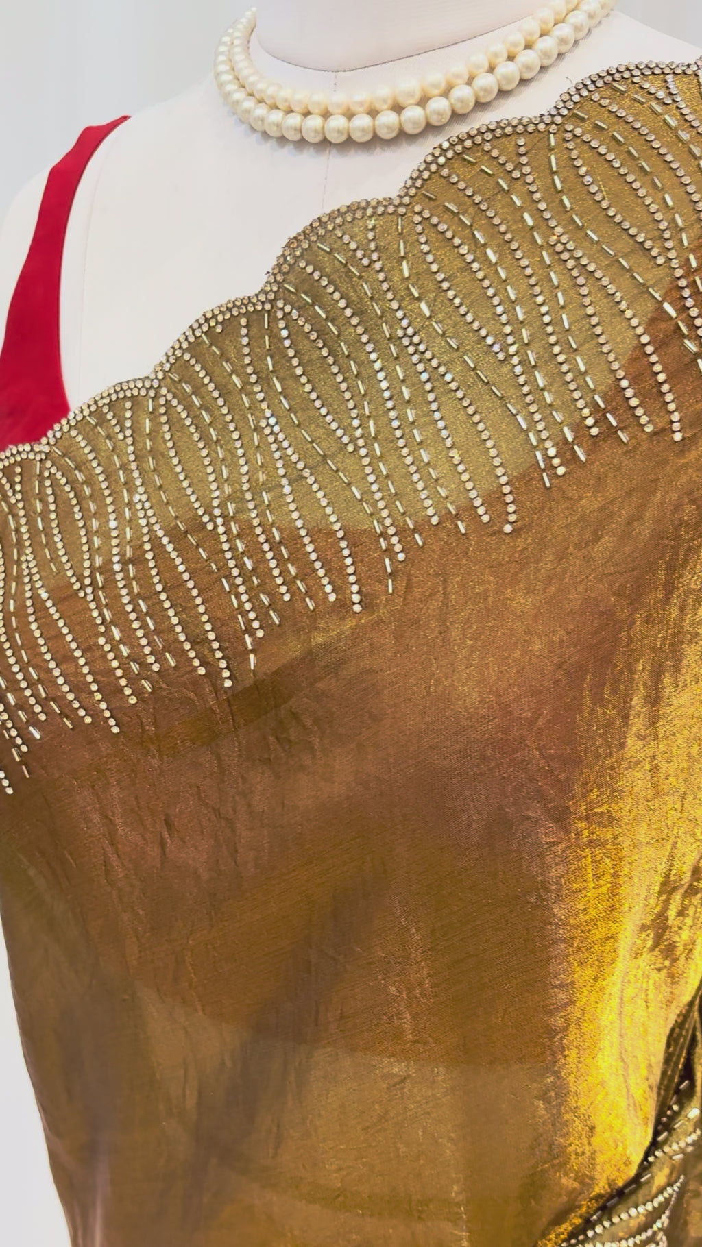 Golden fendy embellished saree