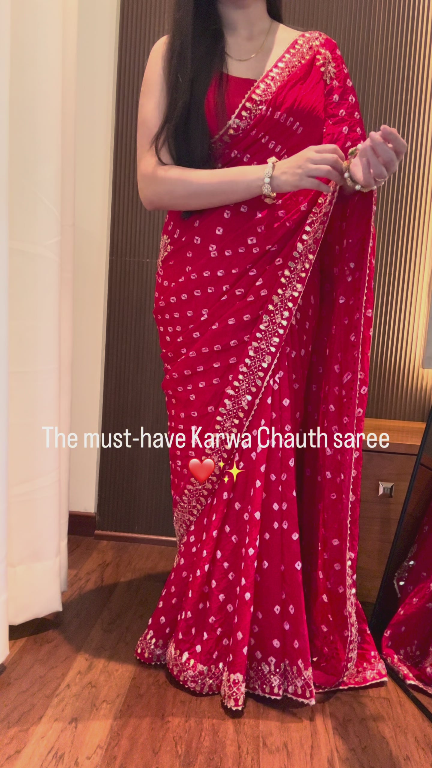 Pure viscose bandhani saree - Red