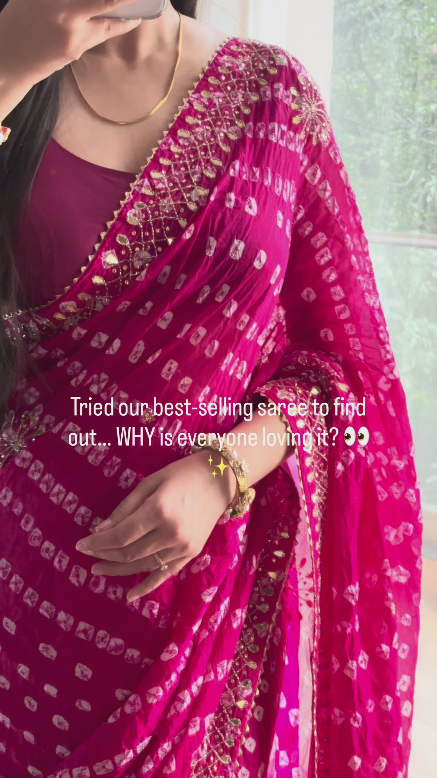 Pure viscose bandhani saree - Ruby Pink
