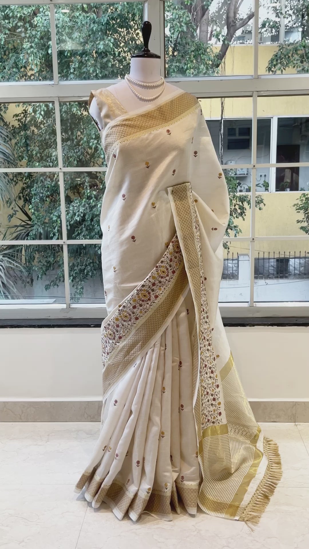 Being embroidered zari saree - Floral