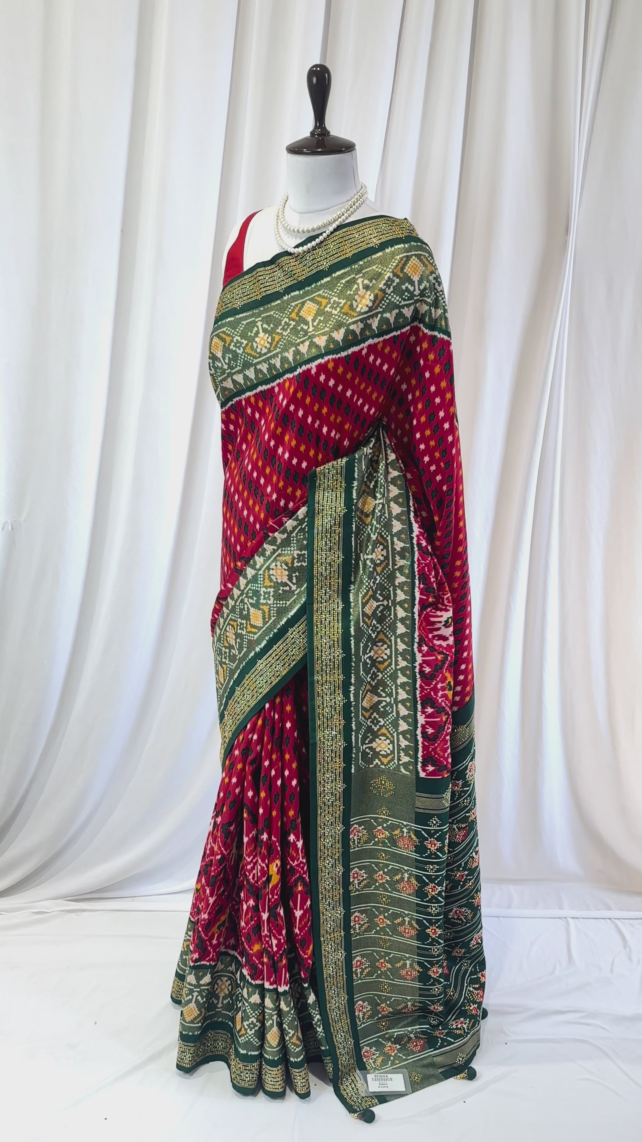 Red green patola saree